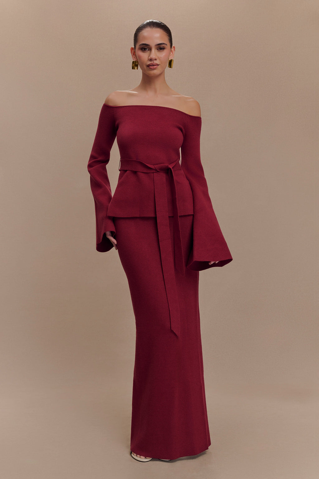 Kyle Knit Maxi Skirt - Cherry Red