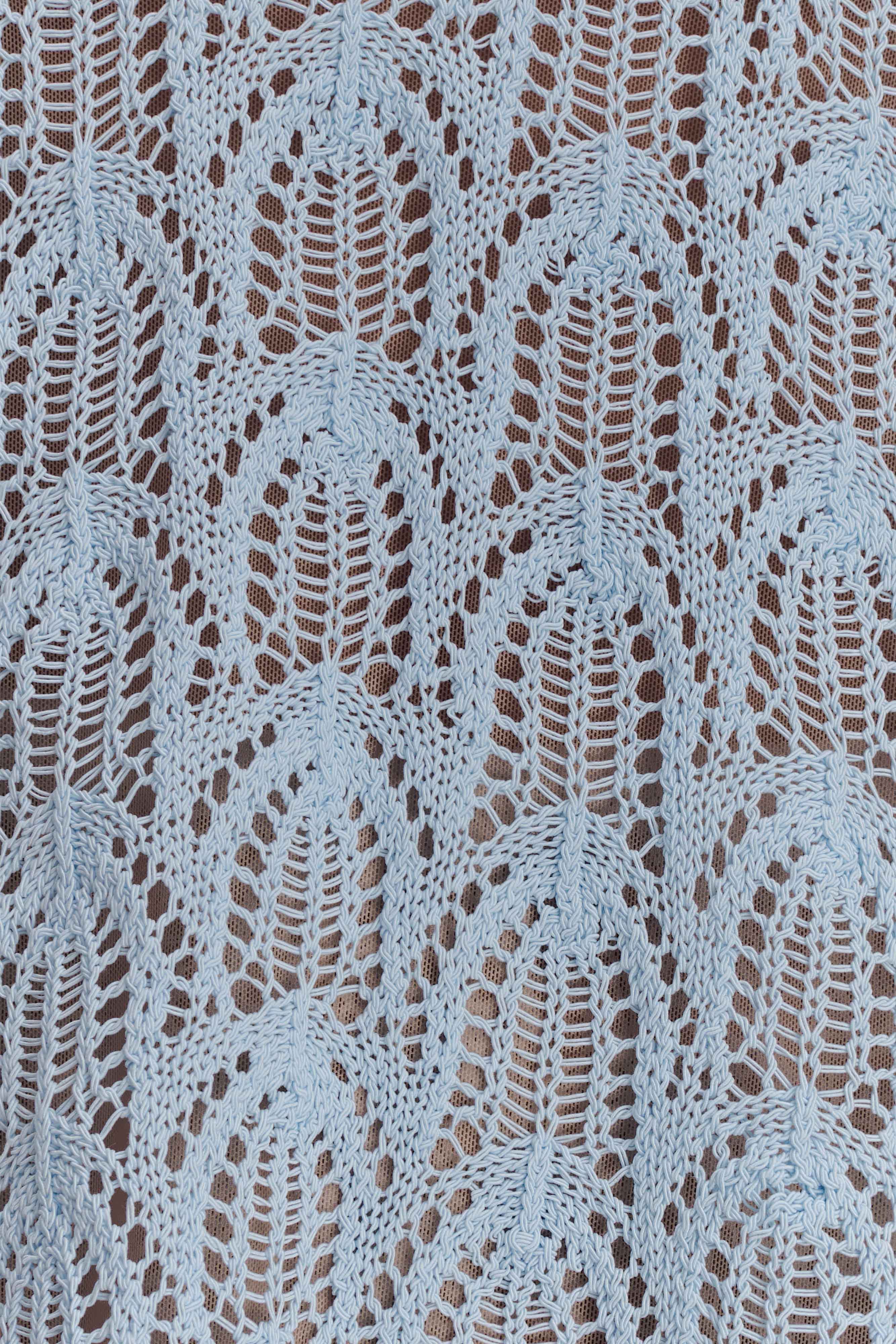 Corey Crochet Halter Neck Top - Light Blue