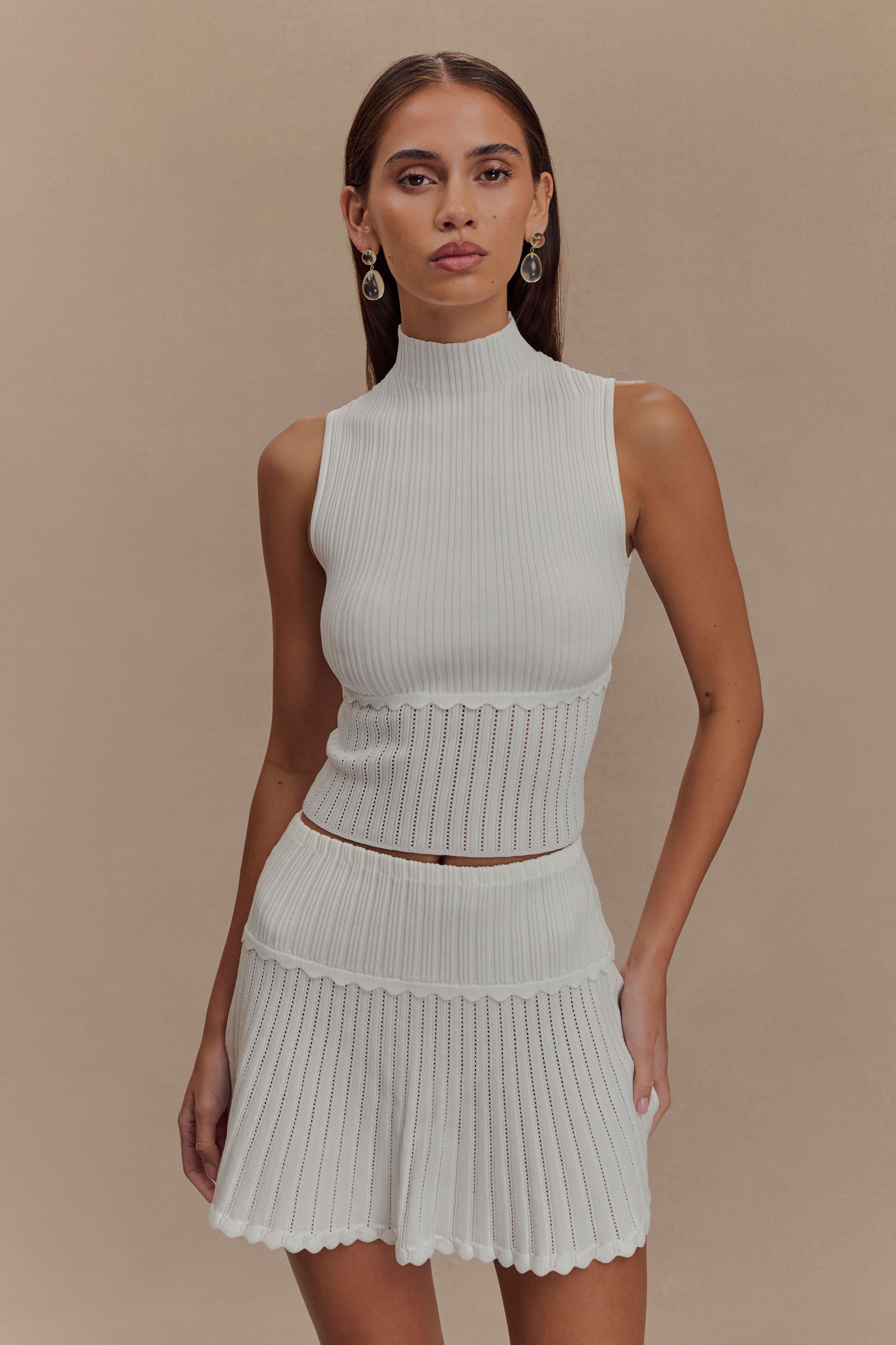Indy Pointelle Knit Top - Ivory
