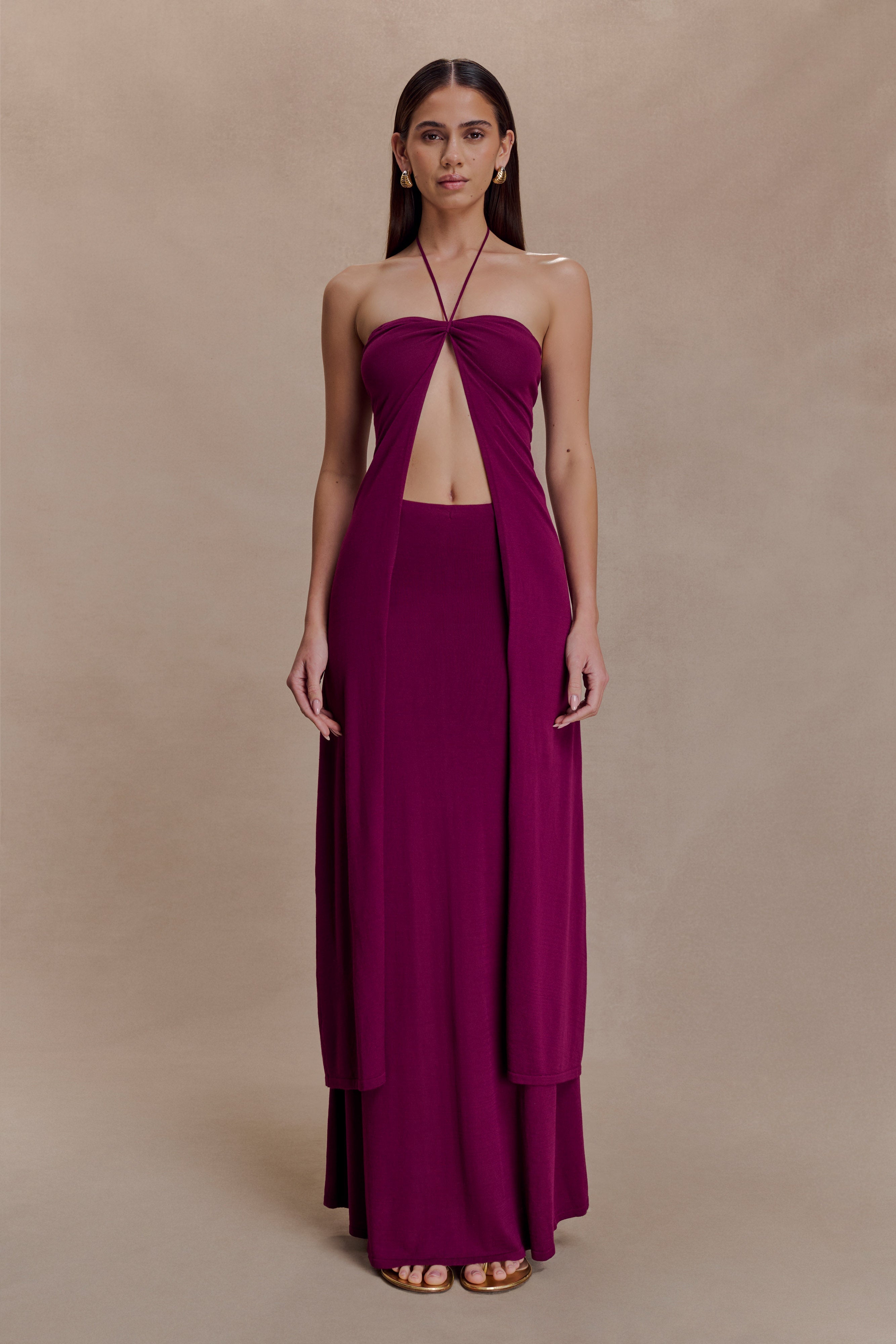 Marimae Long Knit Top - Plum