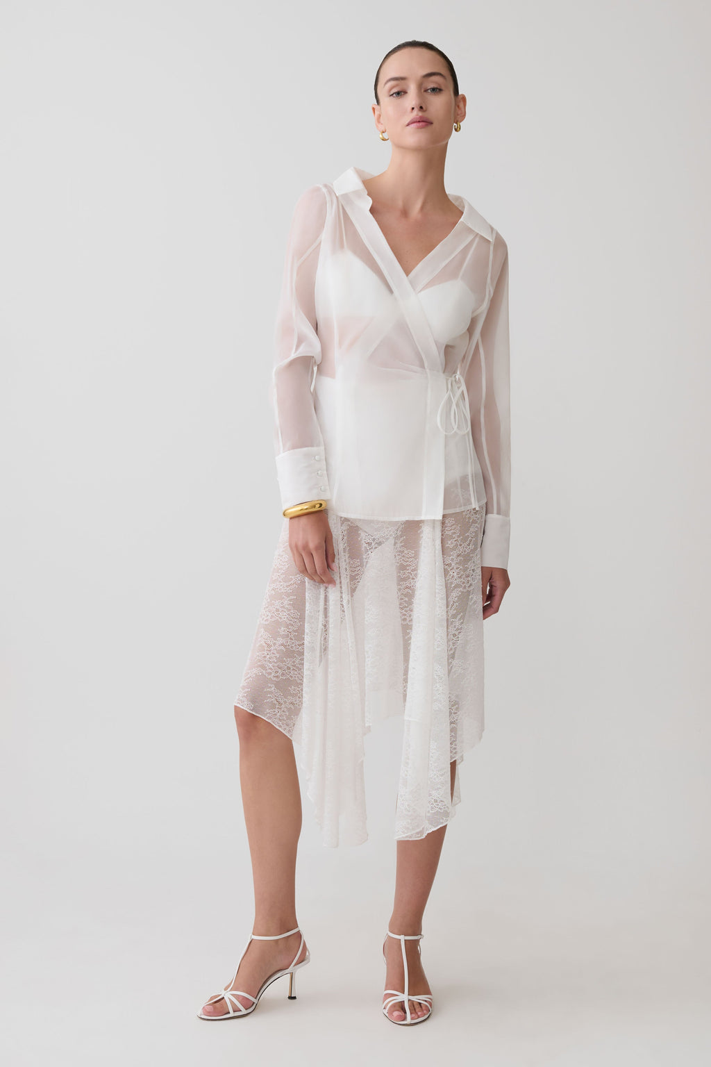 Haime Lace Hankie Midi Skirt - Ivory