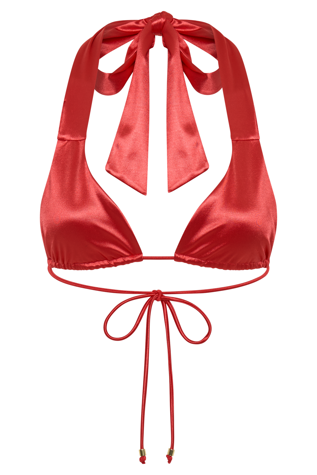Danika Satin Knot Bikini Top - Pomegranate