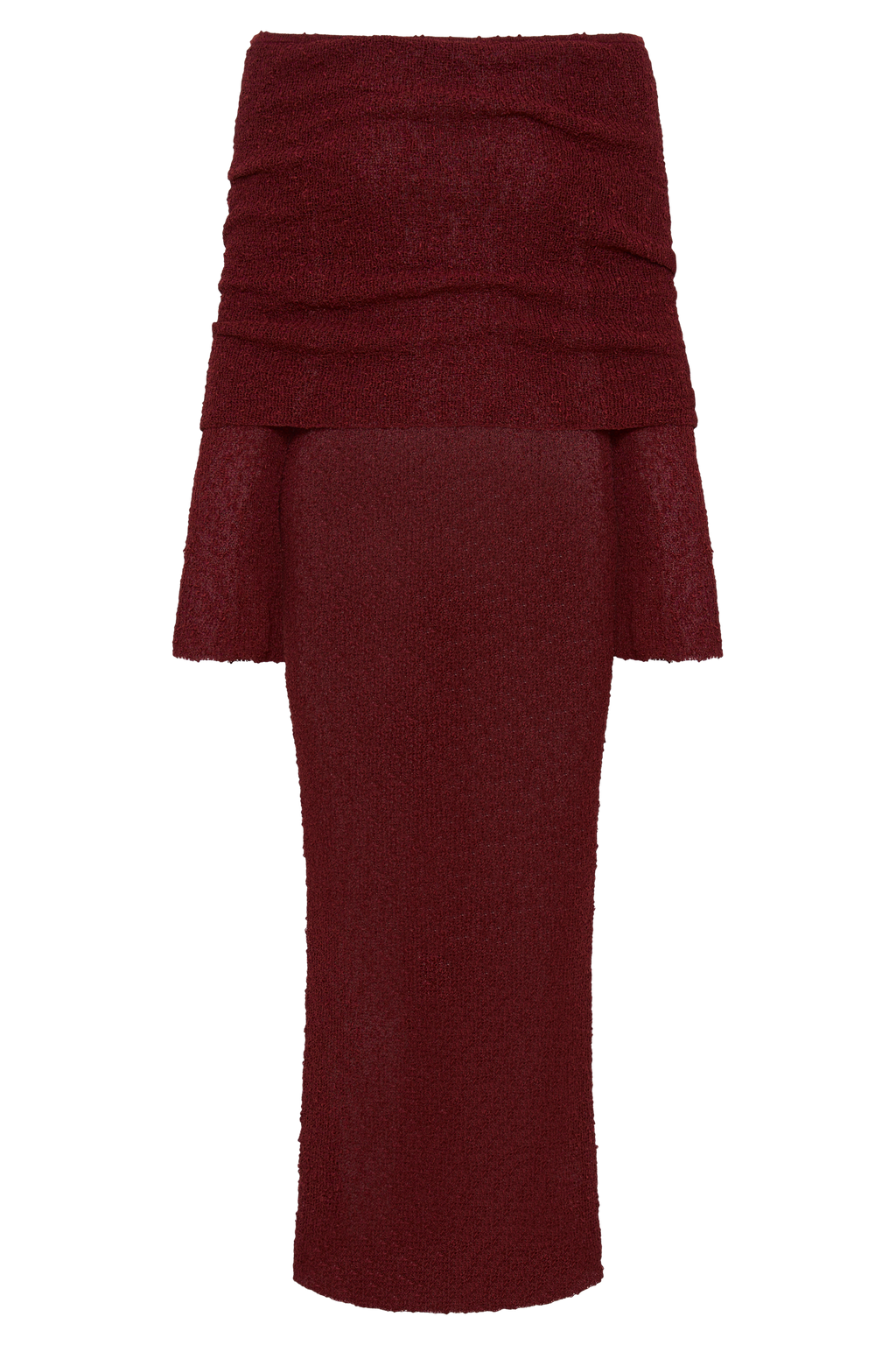 Marisol Off Shoulder Boucle Maxi Dress - Plum