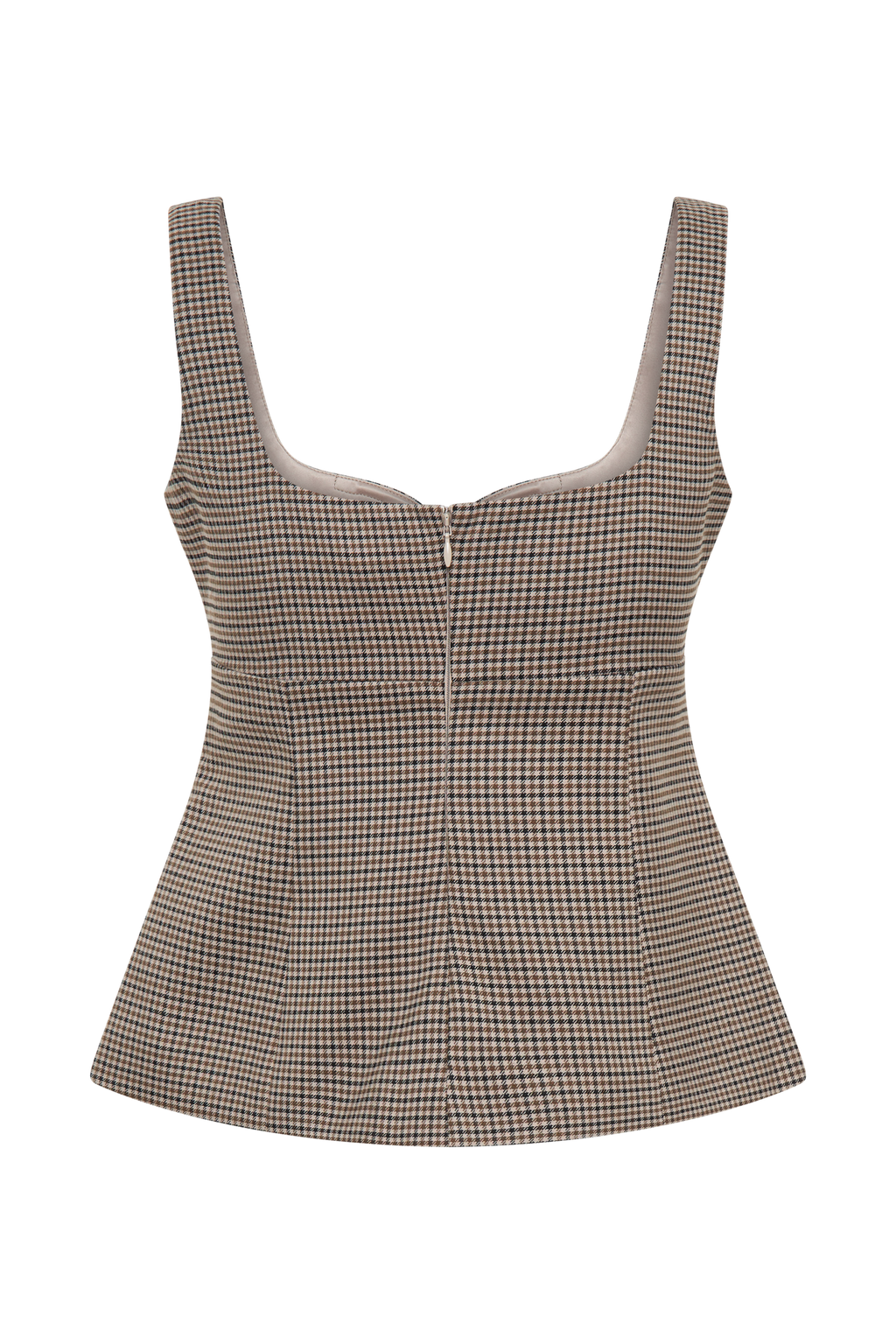 Lawry Structured Longline Top - Tan Check