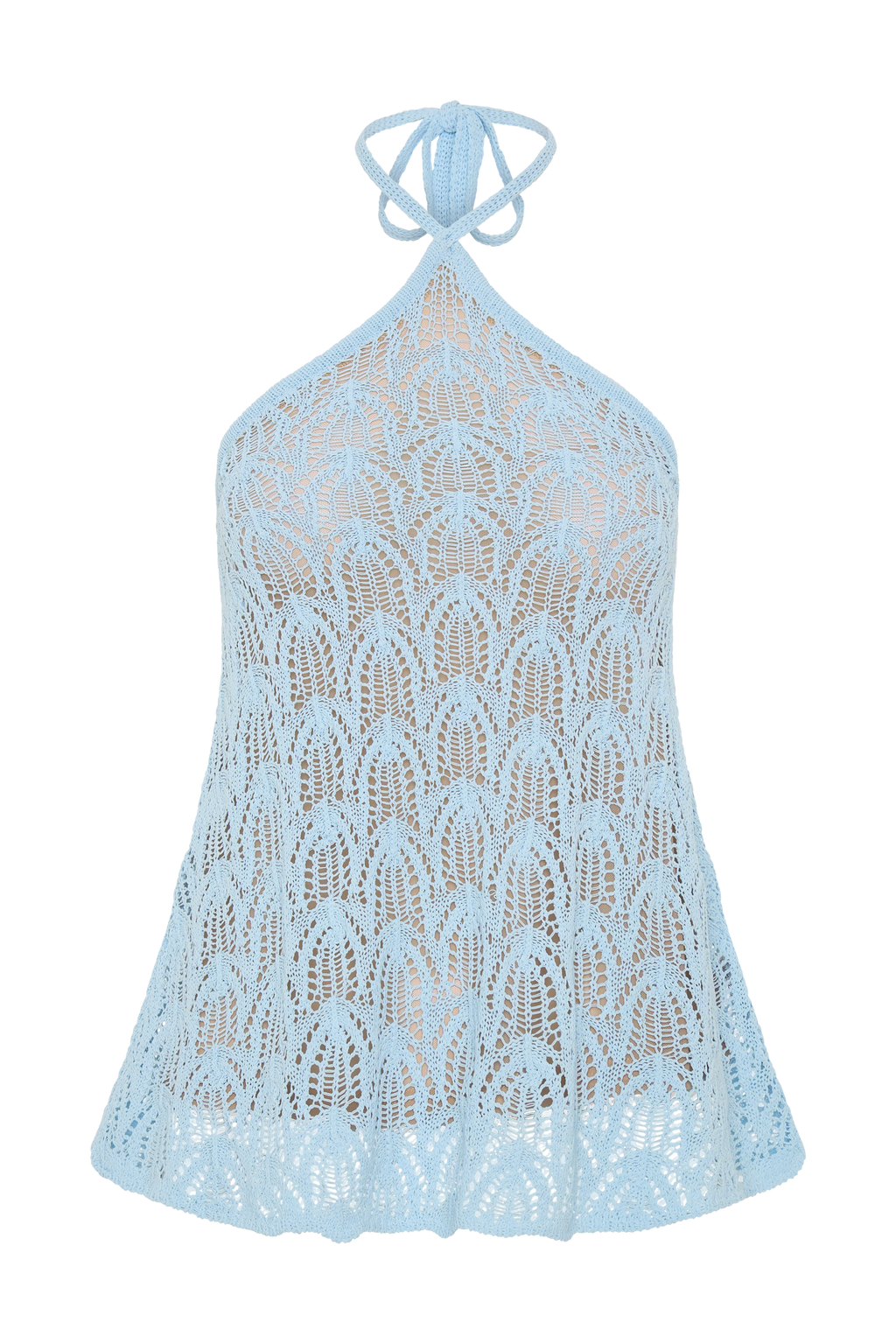 Corey Crochet Halter Neck Top - Light Blue