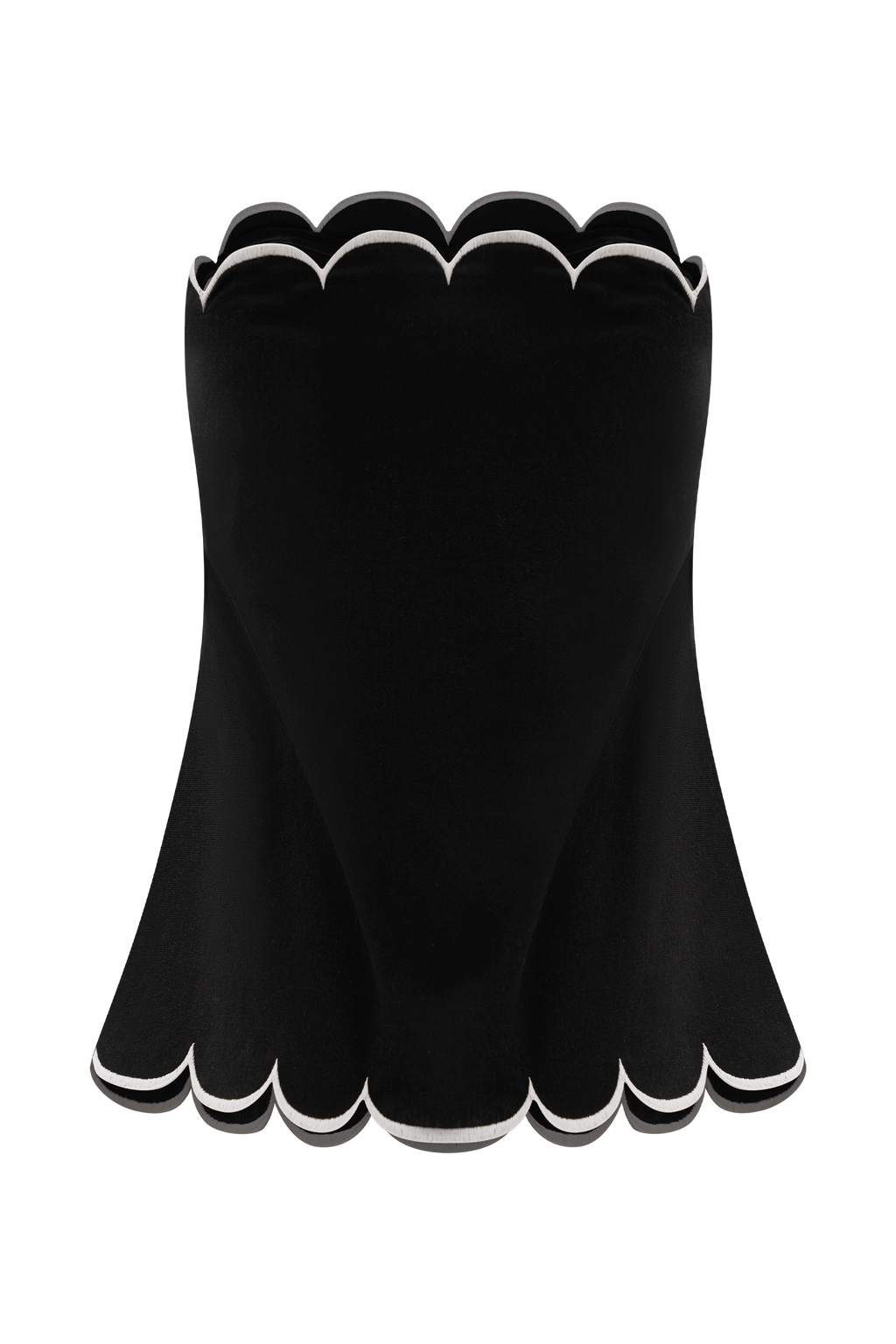 Judith Strapless Scallop Top - Black